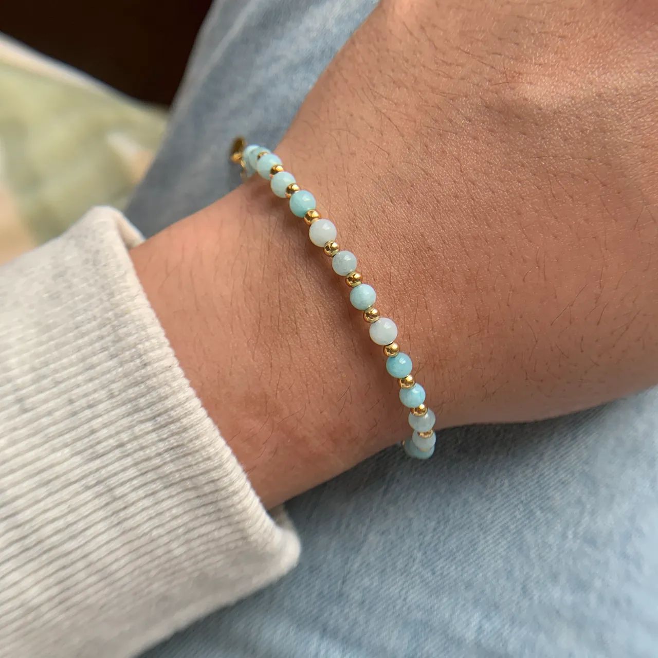 Aquamarine bracelet II 4mm wrist