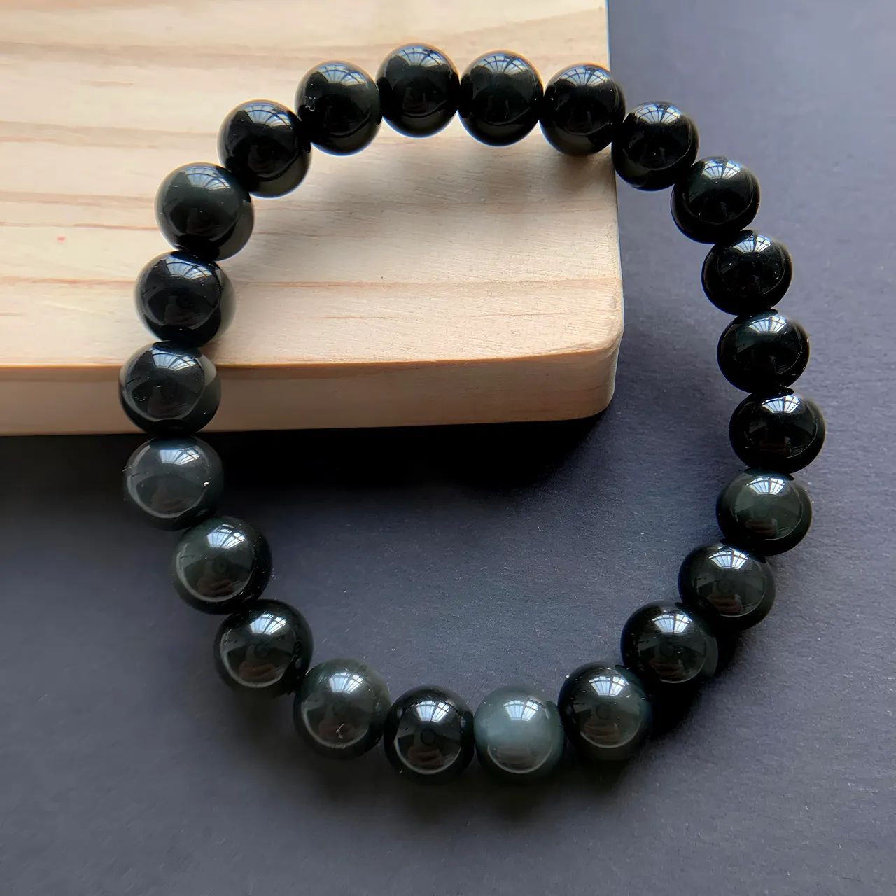 Silver Obsidian Bracelet 8mm