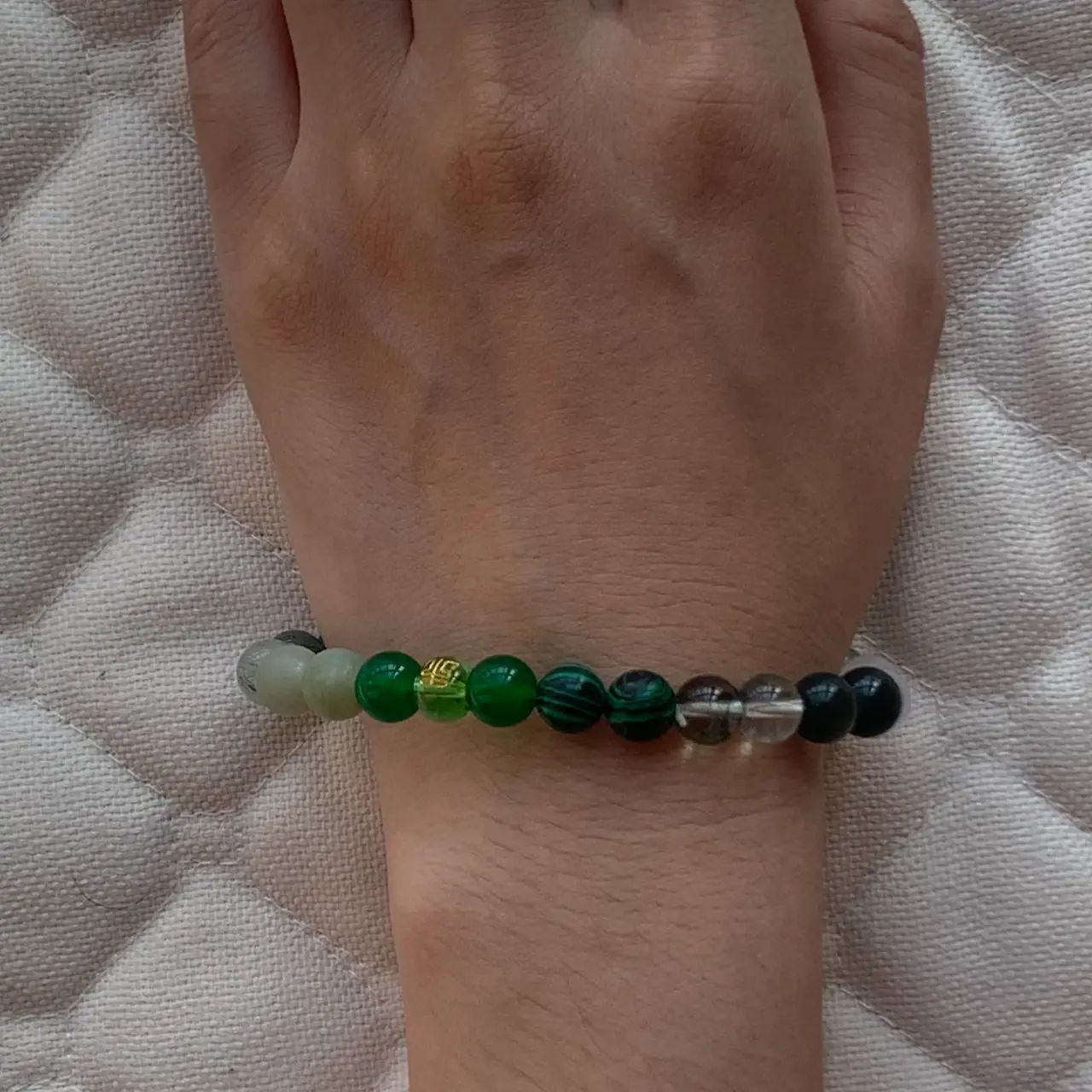 Wood Element Bracelet worn on the wrist