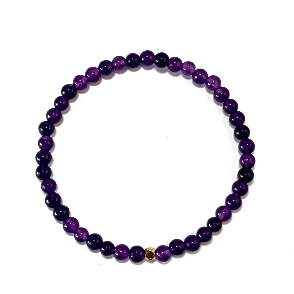 Amethyst Bracelet in 4mm natural amethyst beads on elastic cord
