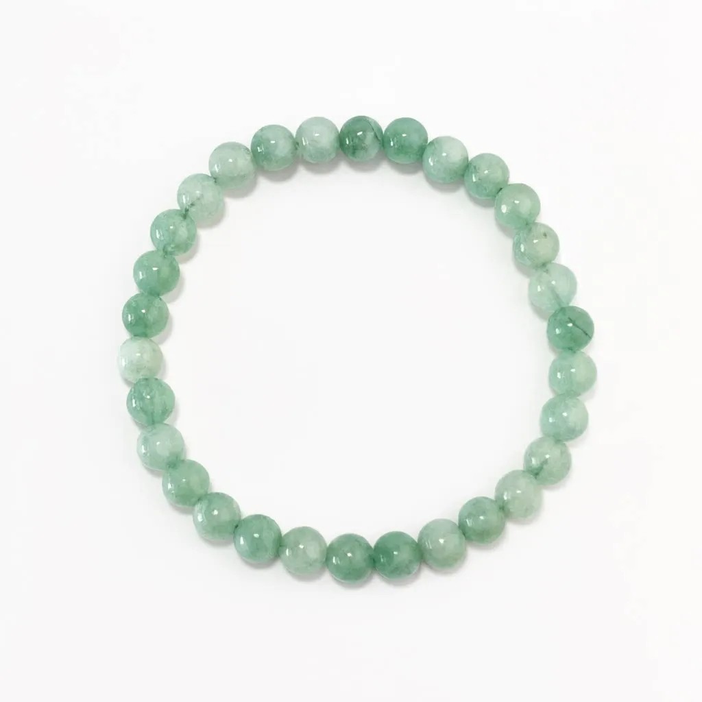 Burmese Jade Bracelet in 6mm natural jade beads on elastic cord