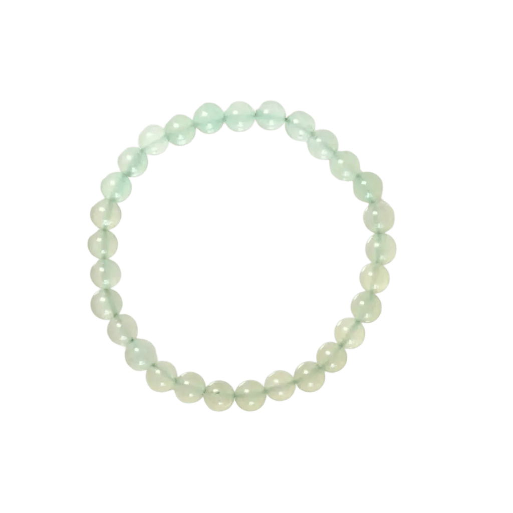 Green Aventurine bracelet on neutral background — Wood element crystal jewelry