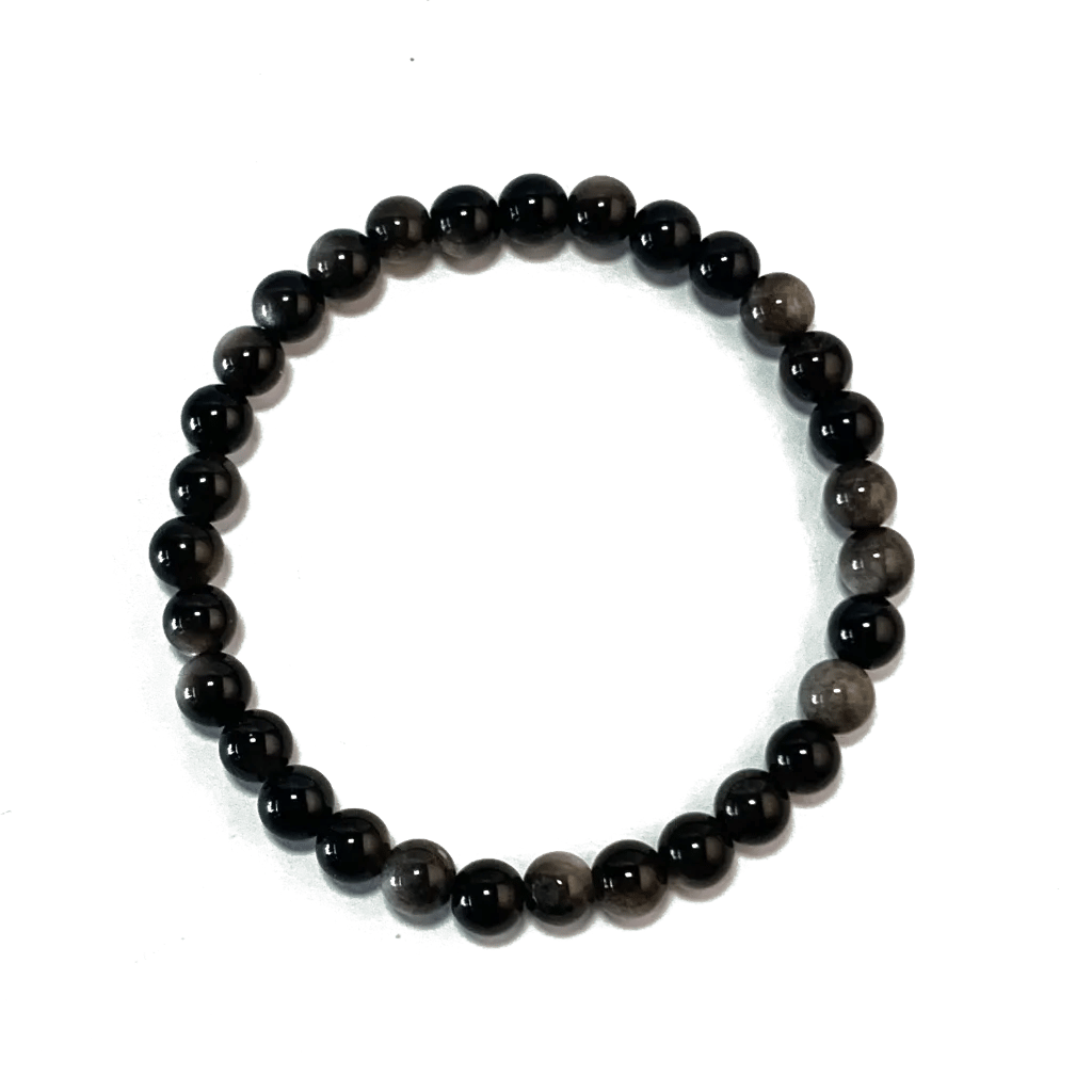 Obsidian Bracelet in 6mm natural black obsidian beads on elastic cord