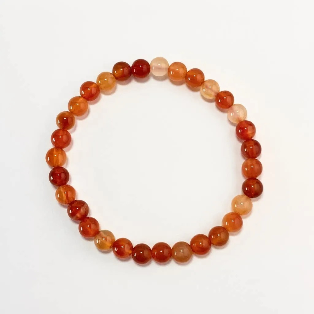 Red Agate Bracelet in 6mm natural banded agate beads on elastic cord