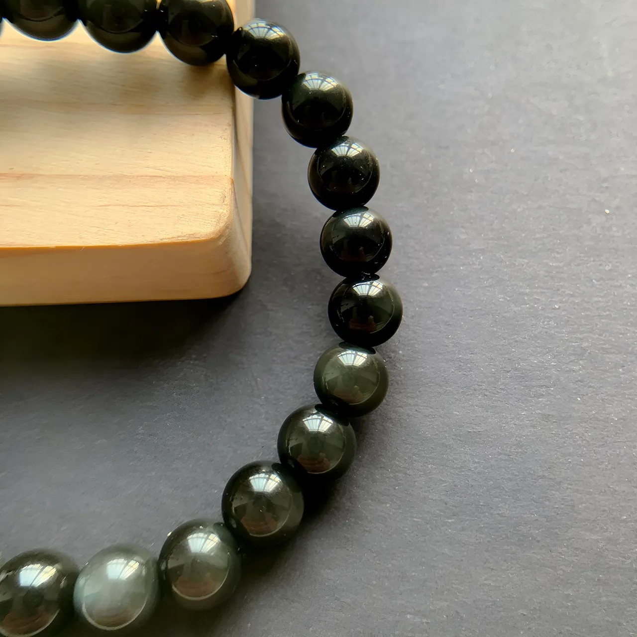 Silver Obsidian Bracelet 8mm