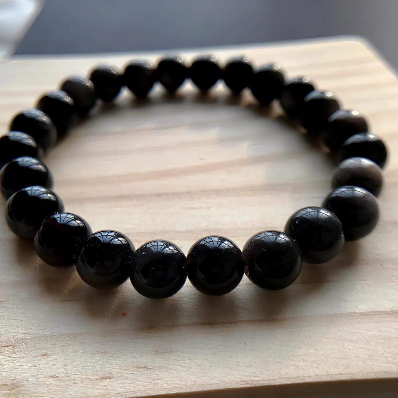 Silver Obsidian Bracelet 8mm