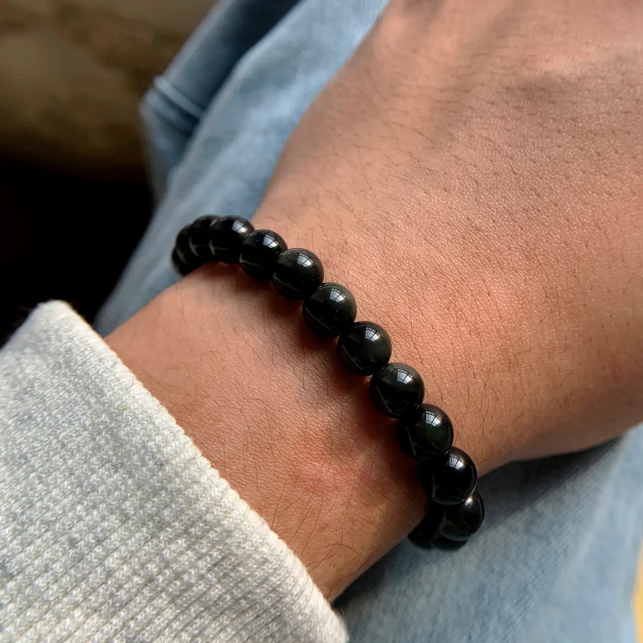 Silver Obsidian Bracelet 8mm