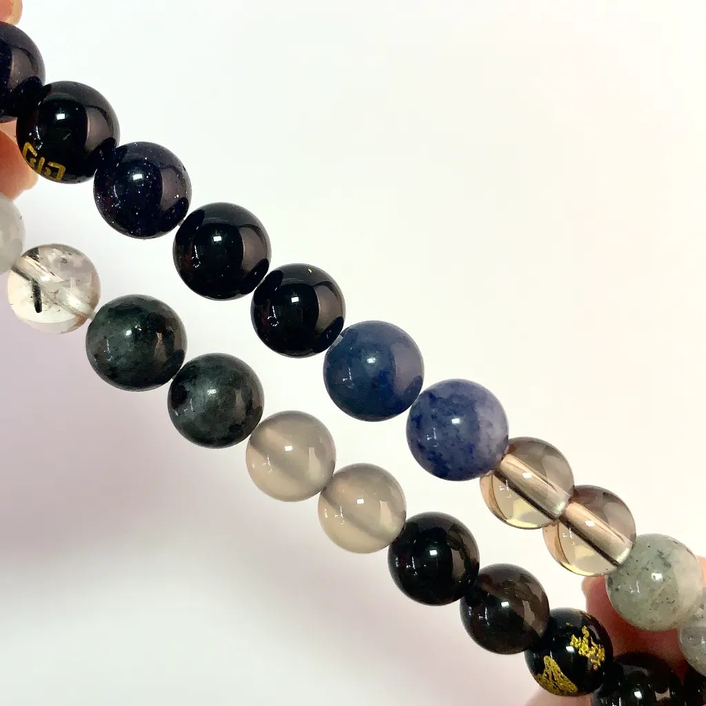 Water Element Bracelet in 8mm natural crystals on elastic cord