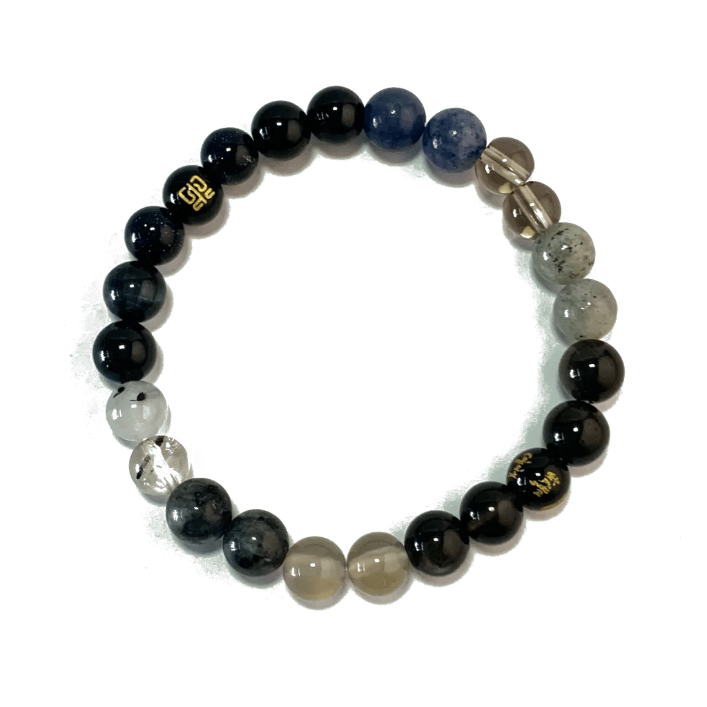Water Element Bracelet in 8mm natural crystals on elastic cord